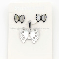 Fine stainless steel butterfly shape jewelry,memory plain silver sets engagements china factory price